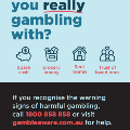 A Gamble Aware poster suggesting you are really gambling with spare cash, grocery money, rent money or the trust of loved ones.