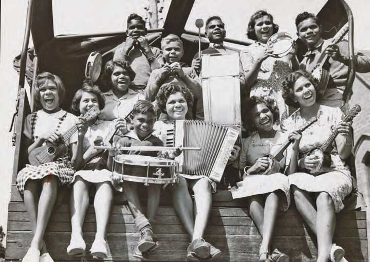 A group of students with musical instruments