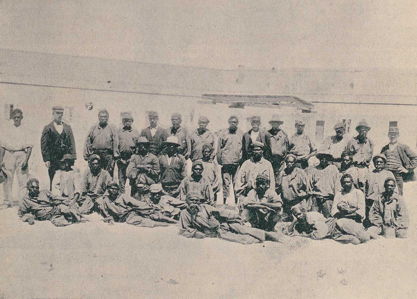 Group of unidentified prisoners on Wadjemup, 1901