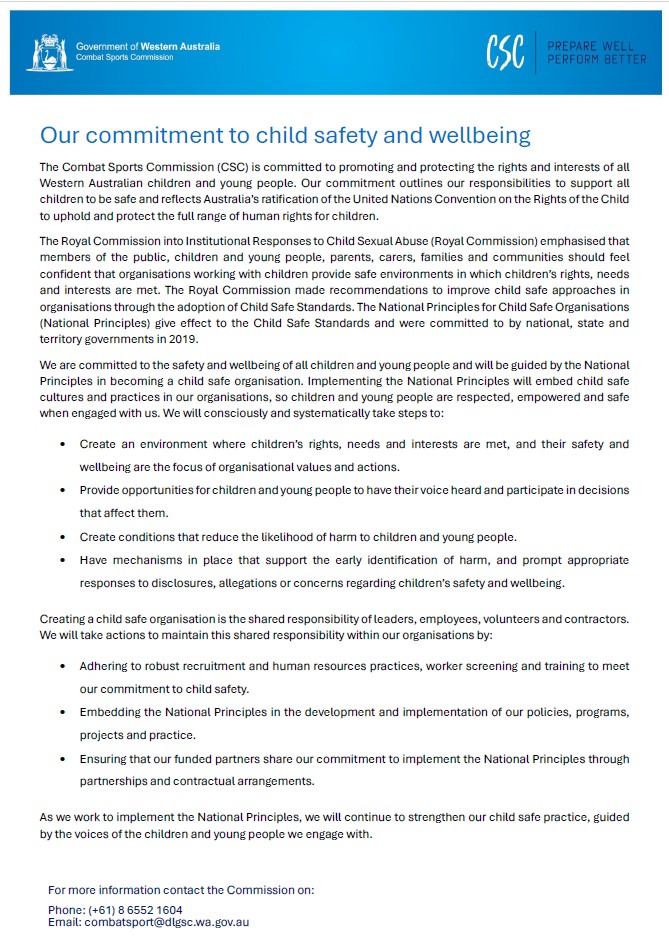 CSC commitment to child safety and wellbeing