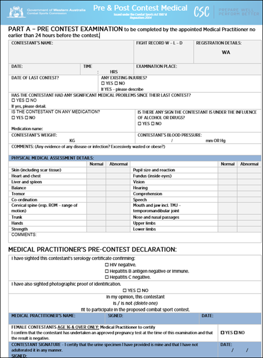 Pre content examination form