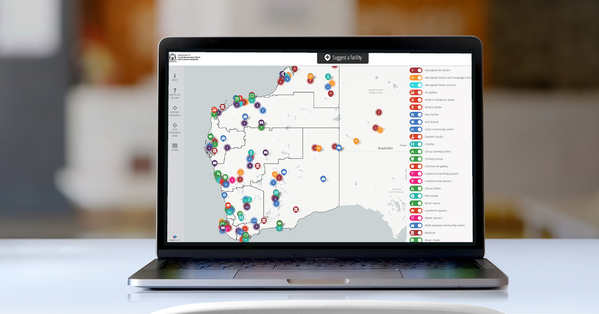 The Cultural Infrastructure Map displayed on a laptop computer screen.