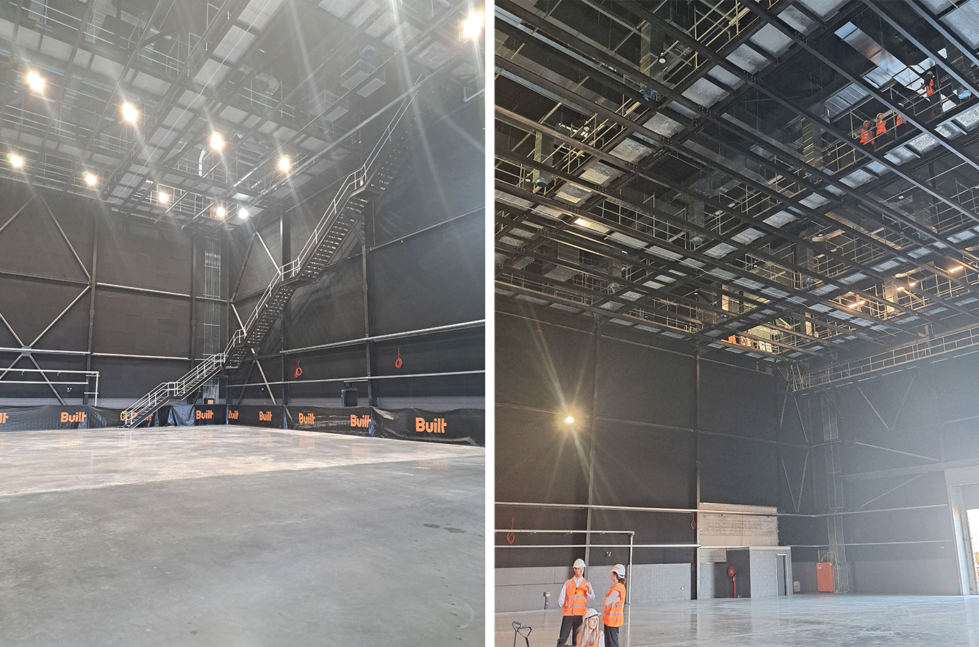 2 photos of the huge Perth Film Studios construction.