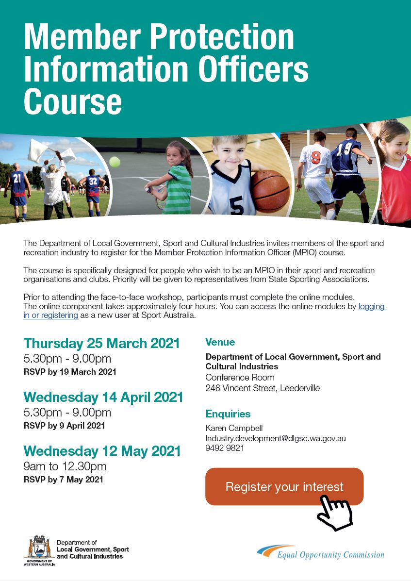 Member Protection Information Officers Course flyer
