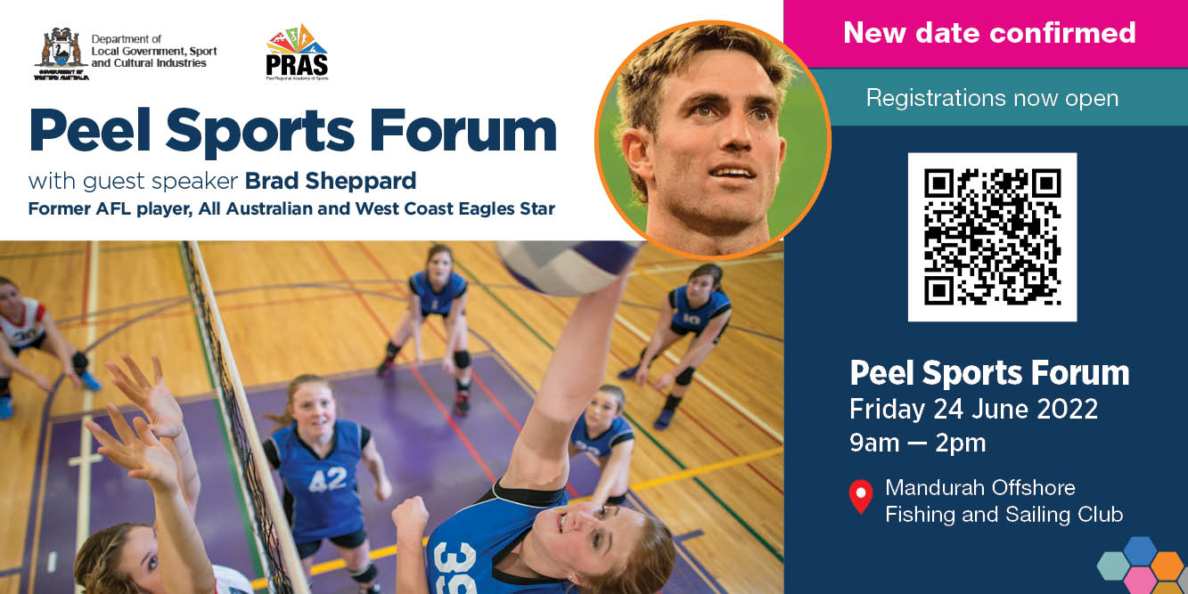 Promotional banner for the Peel Sports Forum Friday 25 March 2022