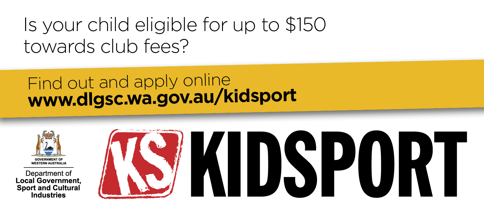 KidSport website images your child eligible words only