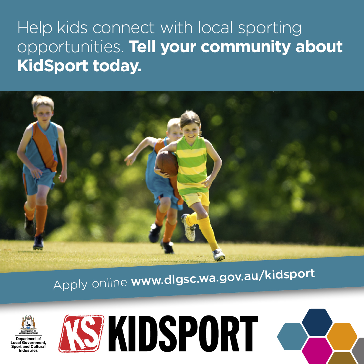 KidSport website image Help kids connect with local sporting opportunities words only