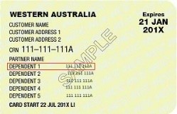 Pensioner Concession Card example