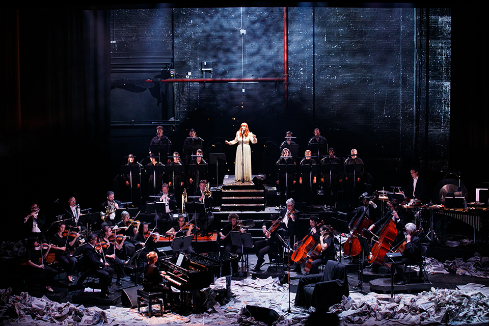 Mia Brine, West Australian Symphony Orchestra, Voyces and Rachael Dease in ‘Hymns for End of Times’, by Rachael Dease at Perth Festival, His Majesty's Theatre, Perth, February 2021.