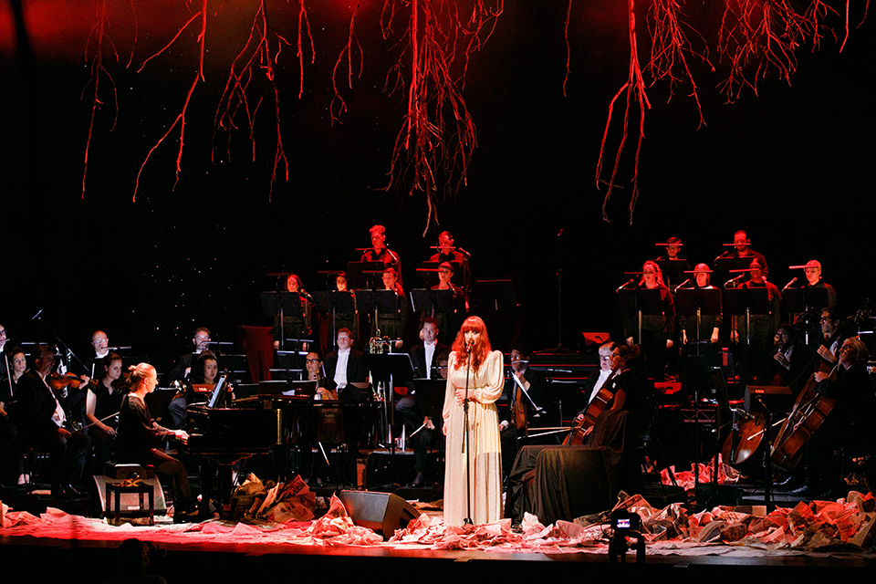 Mia Brine, West Australian Symphony Orchestra, Voyces and Rachael Dease in ‘Hymns for End of Times’, by Rachael Dease at Perth Festival, His Majesty's Theatre, Perth, February 2021.