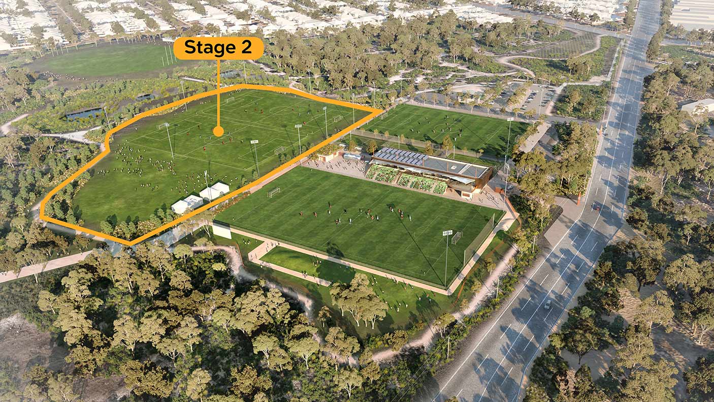 Aerial view of the stage 2 development area.