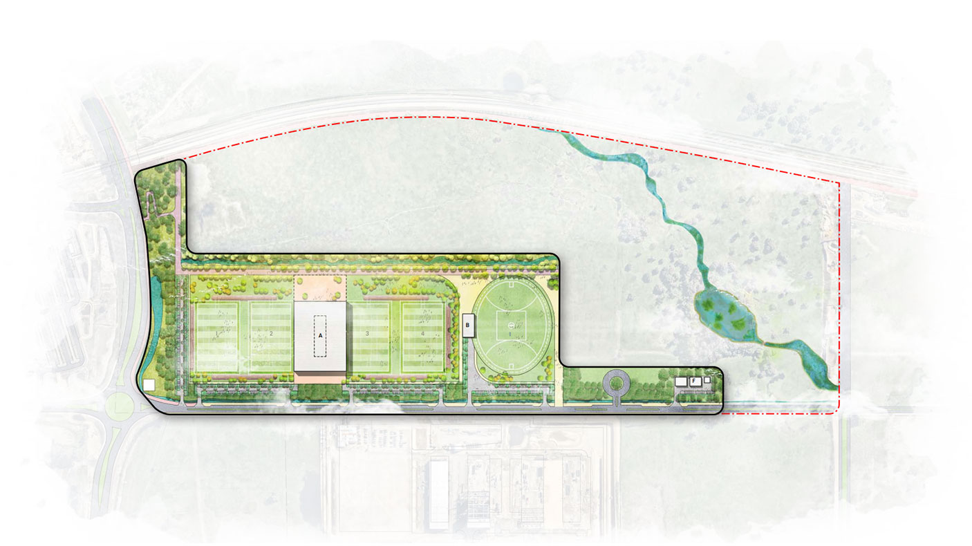 An artis impression of the playfields at the Malaga Sporting Precinct - Stage 1
