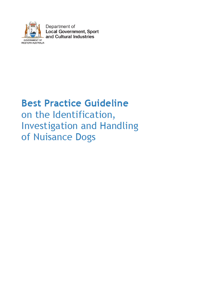 C:\Users\gwhite\DLGSC\DLGSC Website - Documents\Content\Images\Best Practice Guideline on the Identification, Investigation and Handling of Nuisance Dogs cover