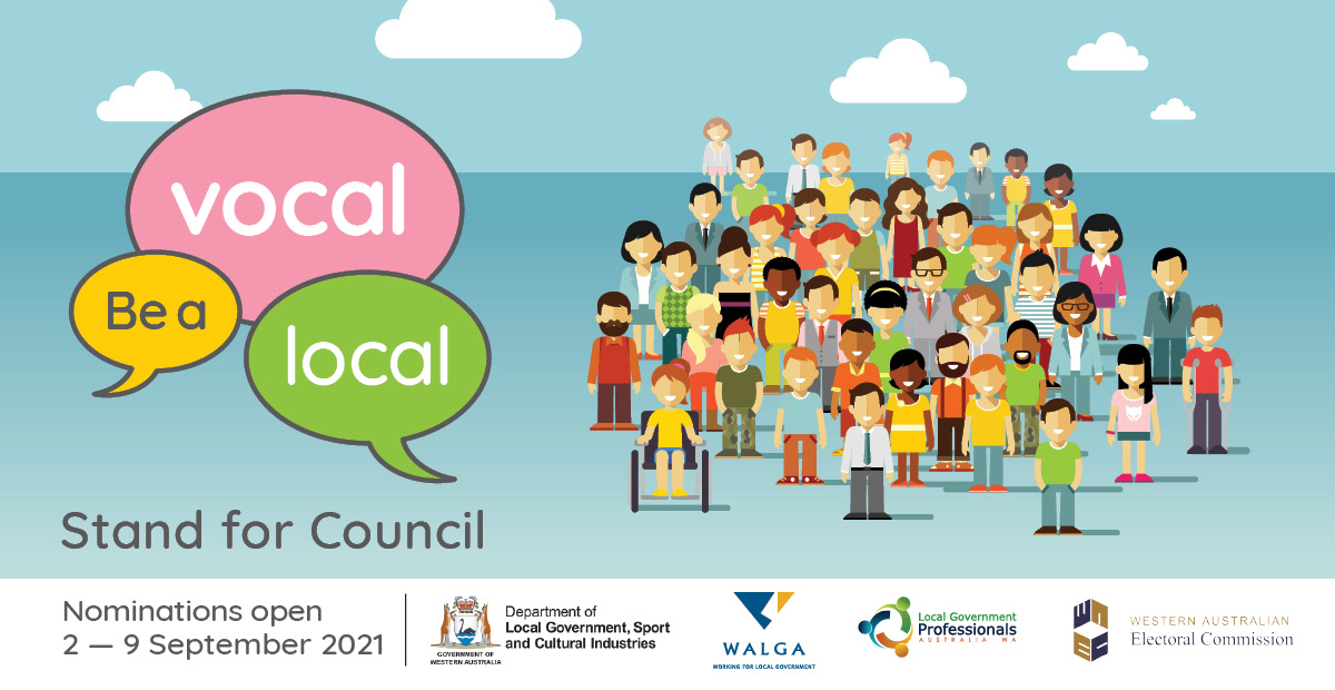 Illustration of people with the message: Be a vocal local