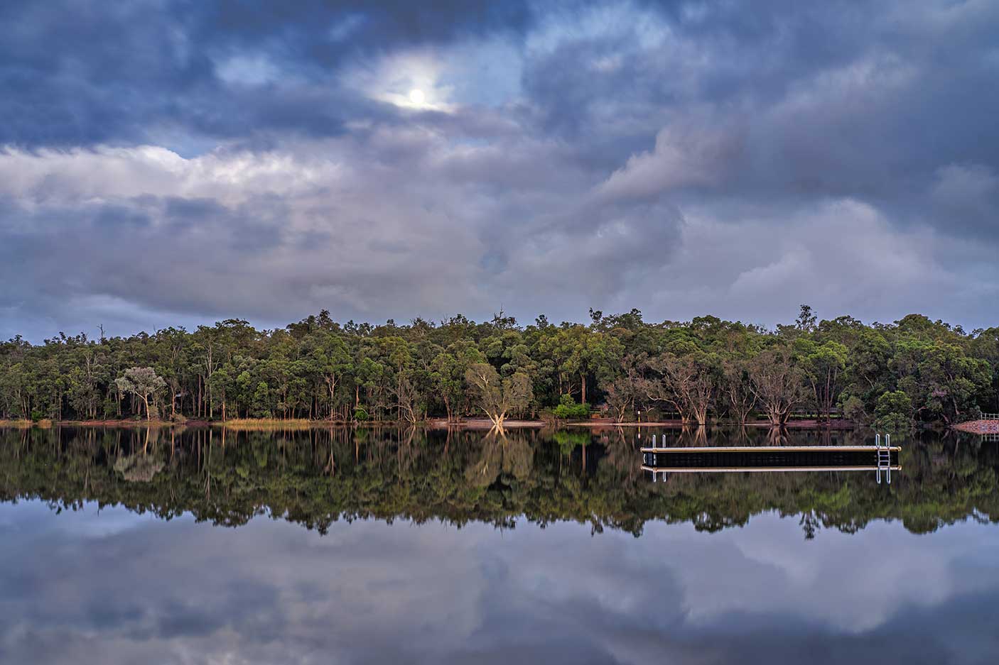 Scenic view of lake against sky, Lake Leschenaultia, Chidlow, Western Australia
