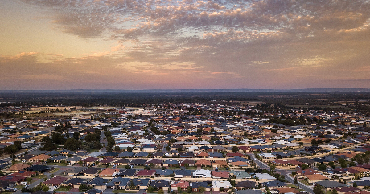 Aerial view of a Perth suburb