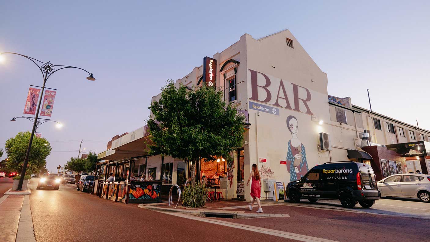 Maylands streetscape at dusk