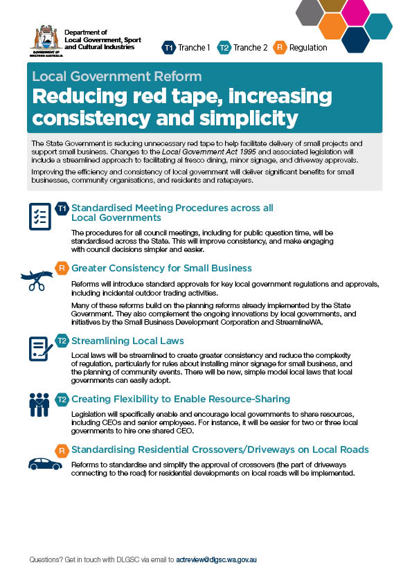 Reducing red tape, increasing consistency and simplicity factsheet