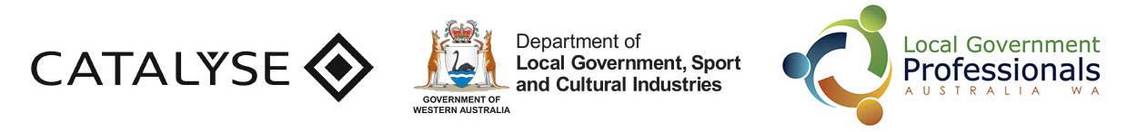 CATALYSE, Department of Local Government, Sport and Cultural Industries, and Local Government Professionals Australia WA logos