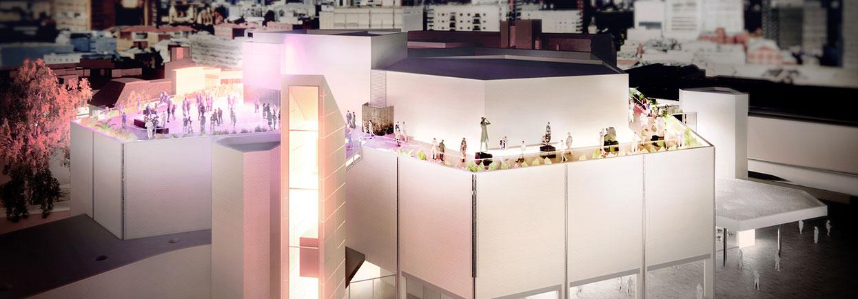 Artist impression of the AGWA Rooftop at night