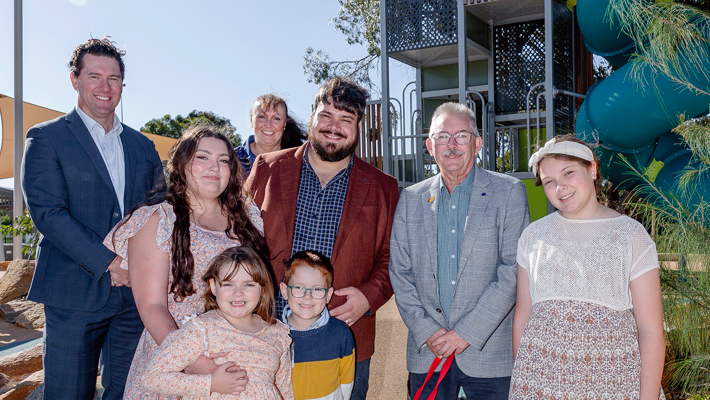 Children and families at the new playgound