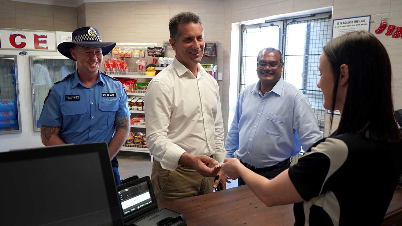 Minister Paul Papalia MLA at a liquor store