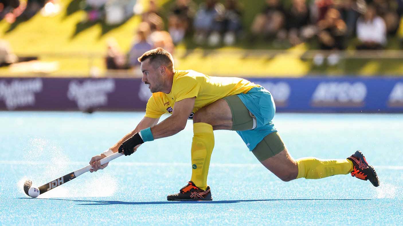 Jeremy Hayward of the Kookaburras in action during the FIH Pro League