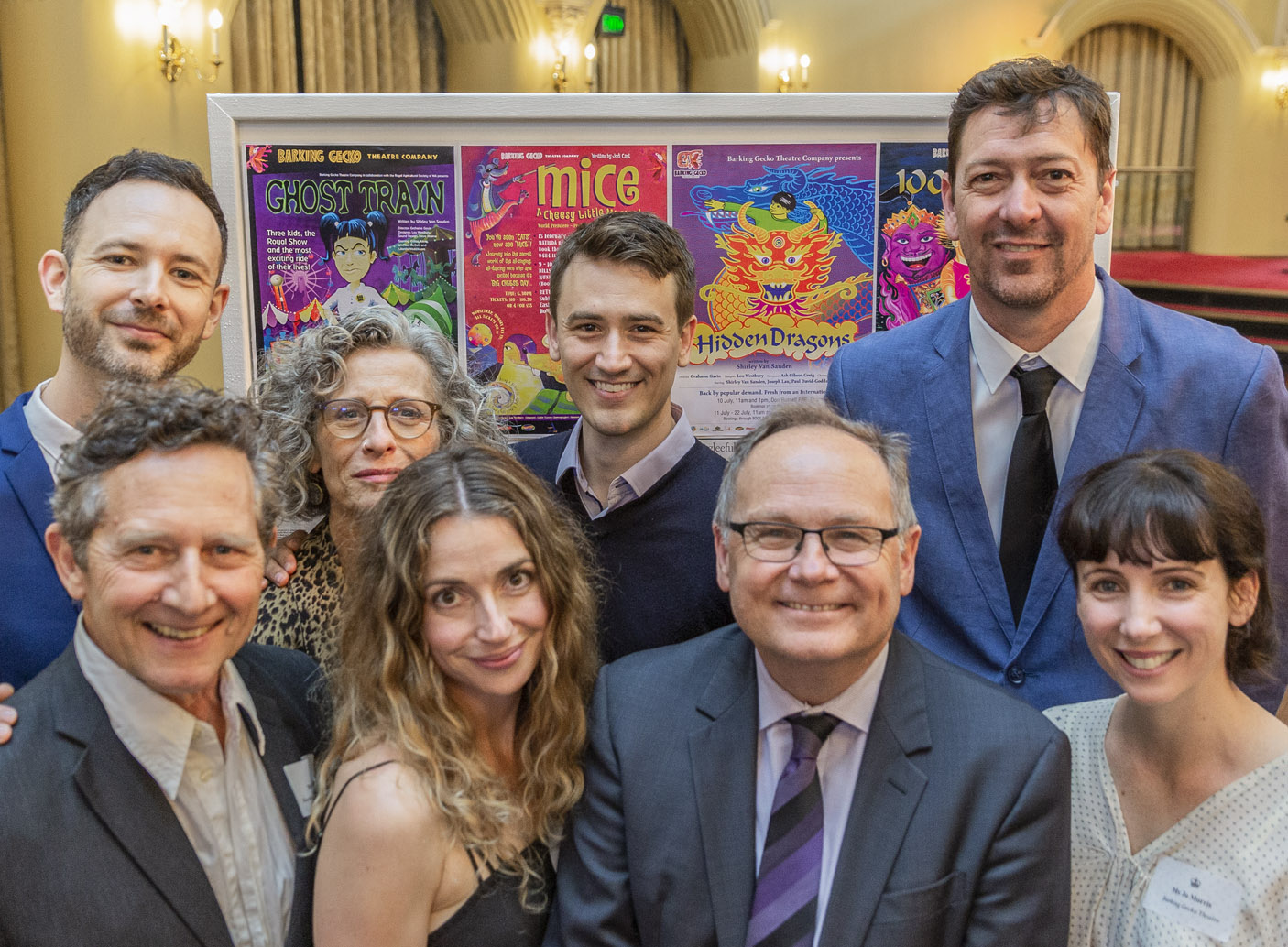 Culture and the Arts Minister Templeman with members of the Barking Gecko Theatre Company