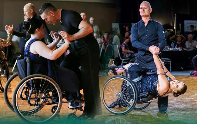 Danielle and Darryl, Amanda and Peter competing in Paralympic dance competition.