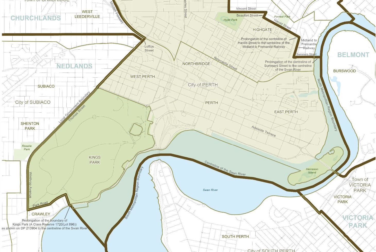 Perth CBD and Northbridge map