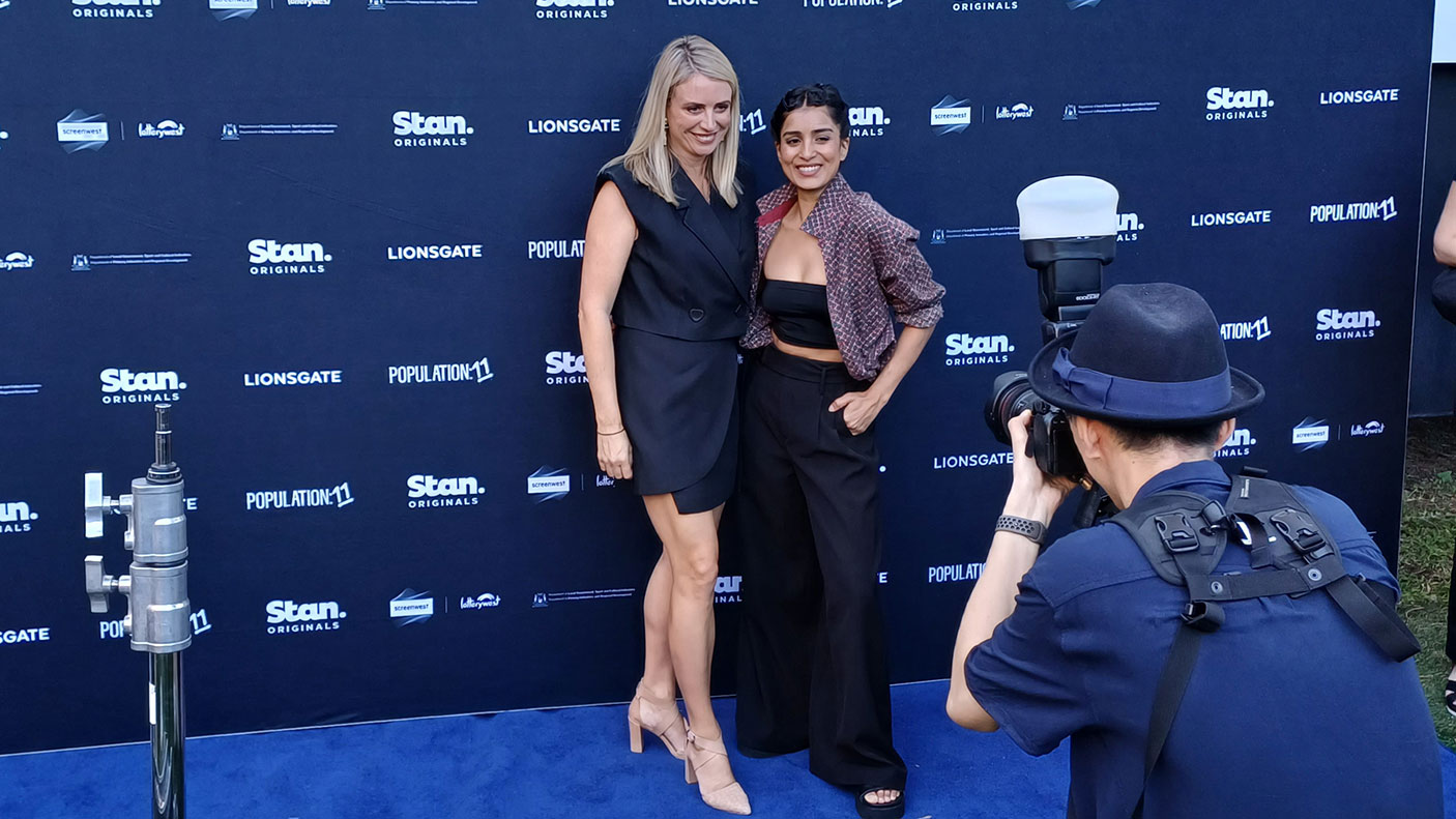 CEO of Screenwest Rikki Lea Bestall and actress Palavi Sharda at the premiere of Population: 11