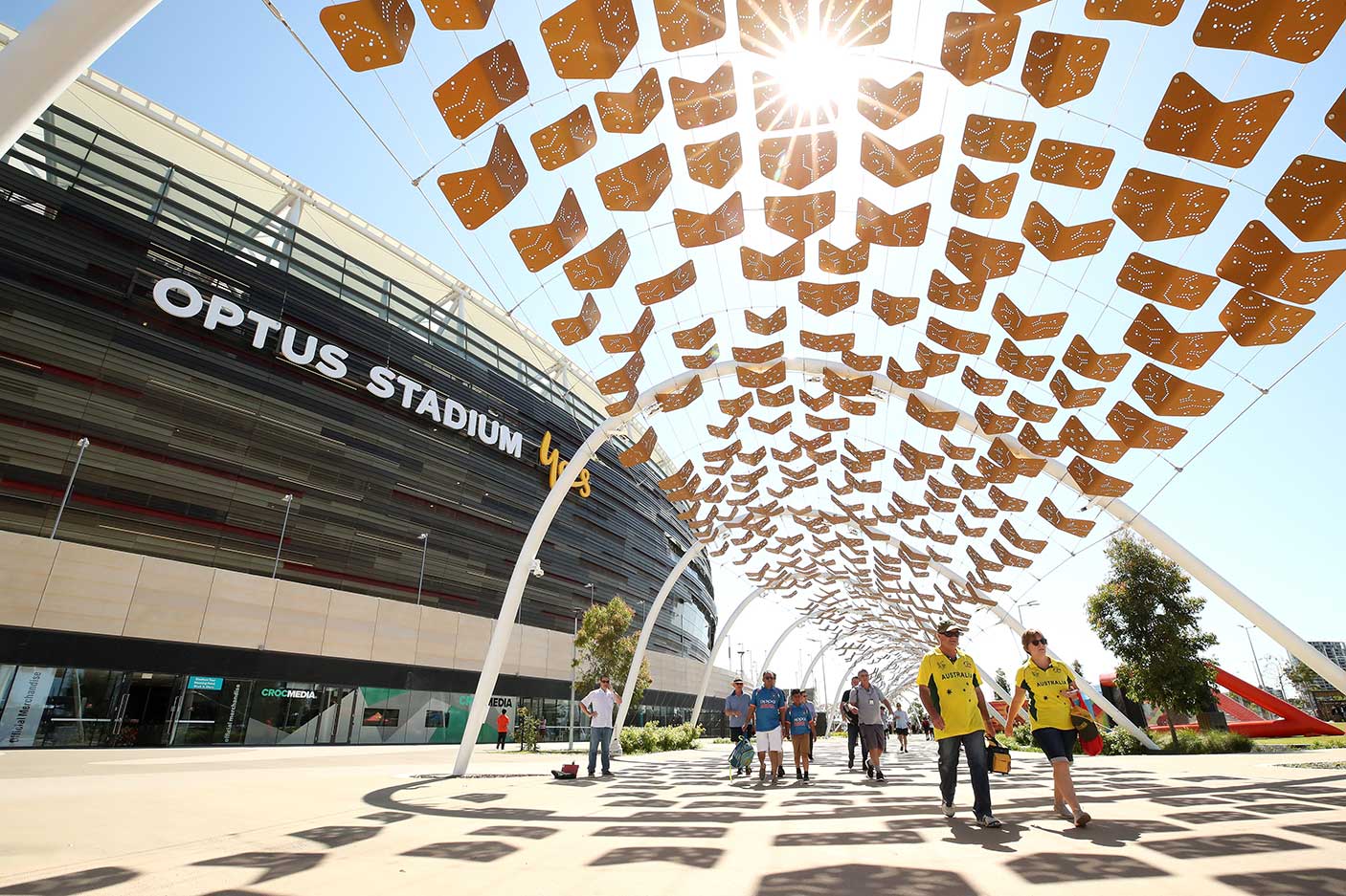 Spectators arrive at Optus Stadium