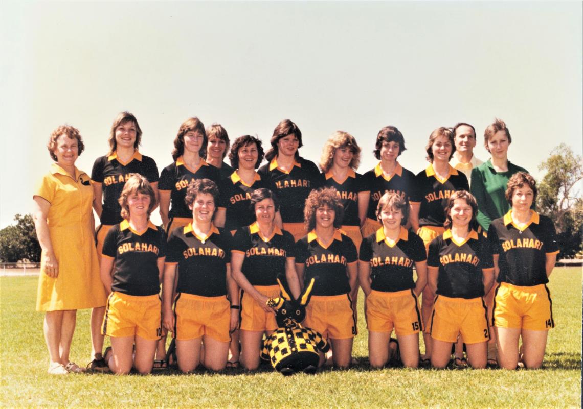 An old team photo of a women's soccer team