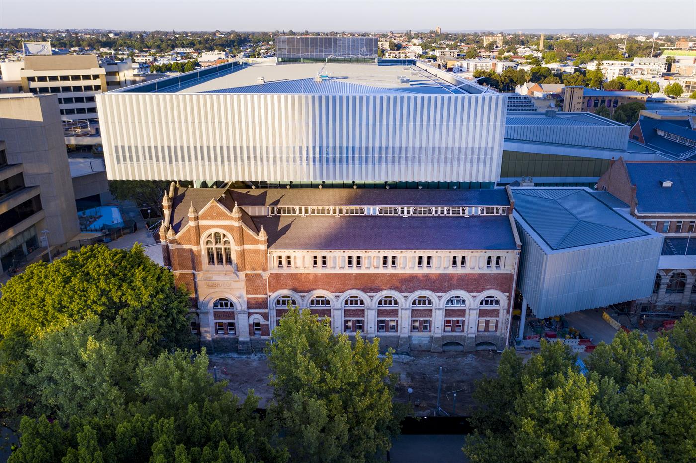 Aerial view of the Western Australian Museum from James Street.