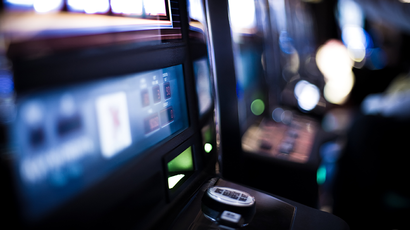 A shallow depth of field focus photograph of a gaming machine