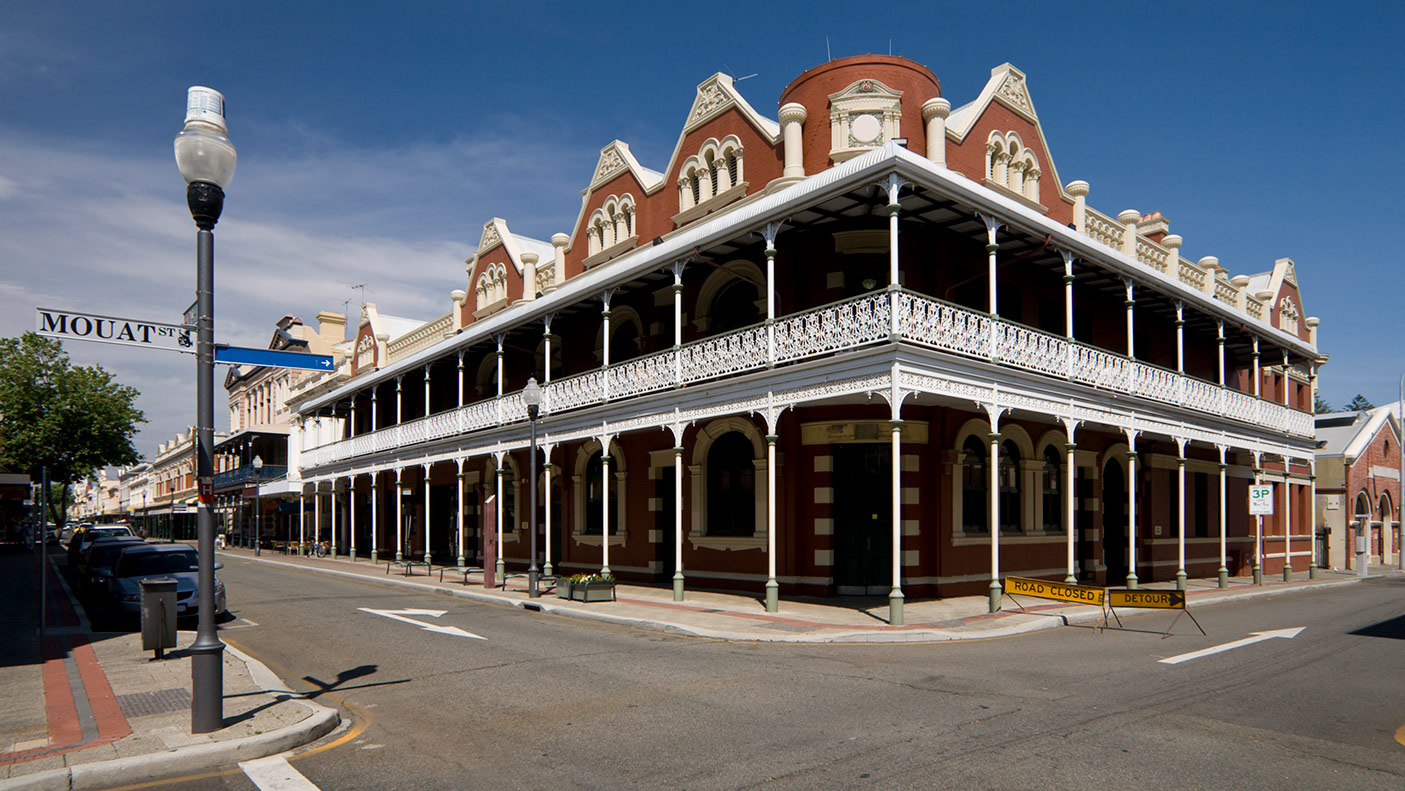 The beautiful historic buildings of the bustling port town of Fremantle in Western Australia.