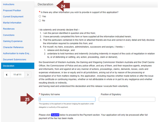 Casino Employee Application licence application step 24 to 25