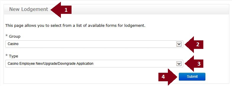 Gaming function permit application lodgment guide step 1 to 4