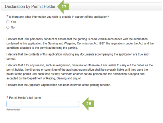 Gaming function permit application lodgment guide step 27 to 28