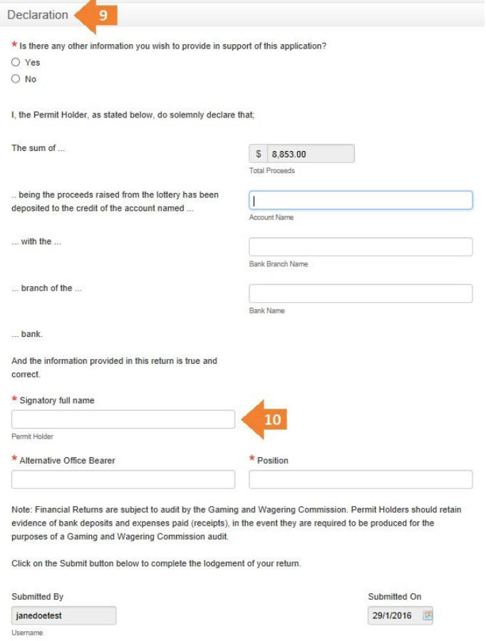 Standard lottery lodgment guide step 9