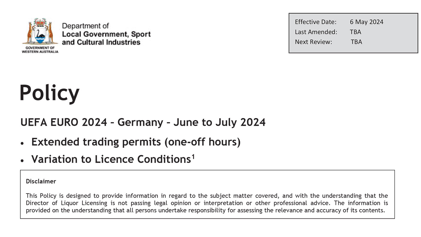 DLGSC logo with text: Policy UEFA Euro 2024 - Germany June to July 2024