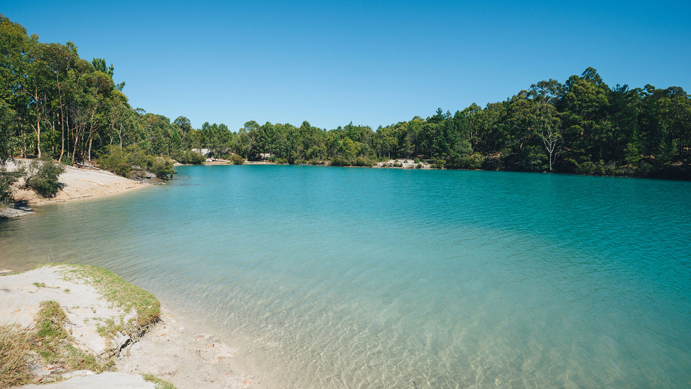 A lake surrounded by trees.