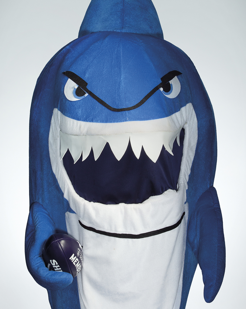 Portrait of Lynette Smith wearing a shark costume