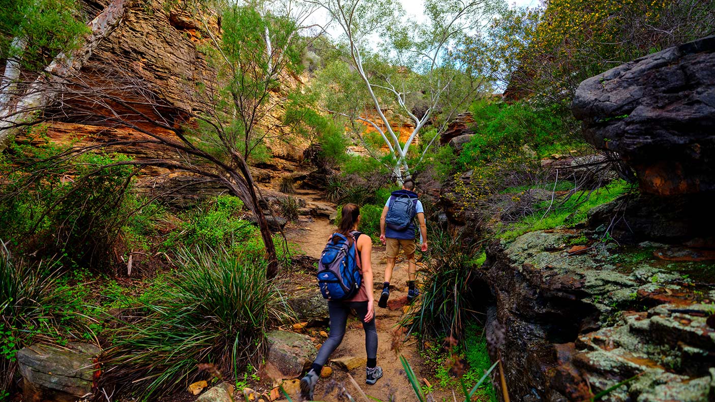 Two people hiking in the Kalbarri National Park