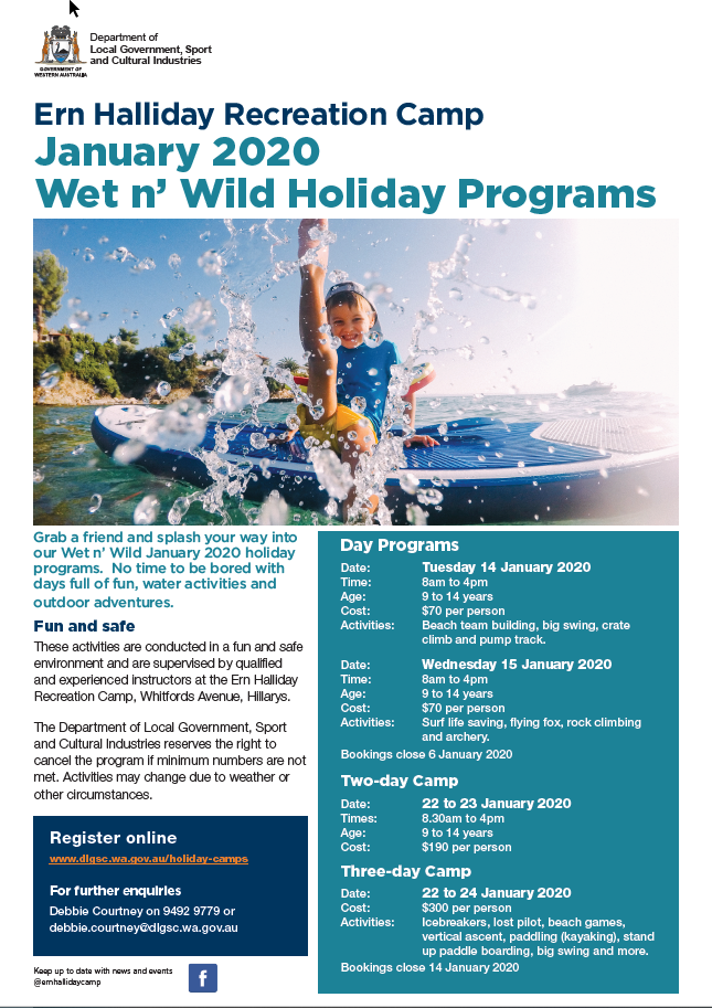 Ern Halliday Wet n Wild Jan 2020 flyer