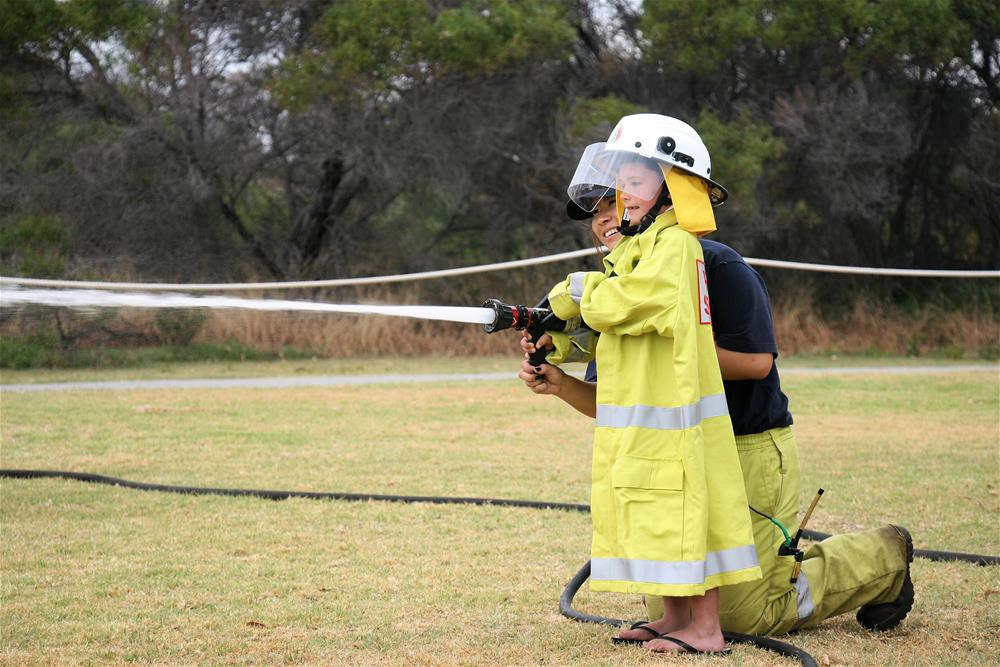 Fire fighter at the Woodman Point Open Day 2018