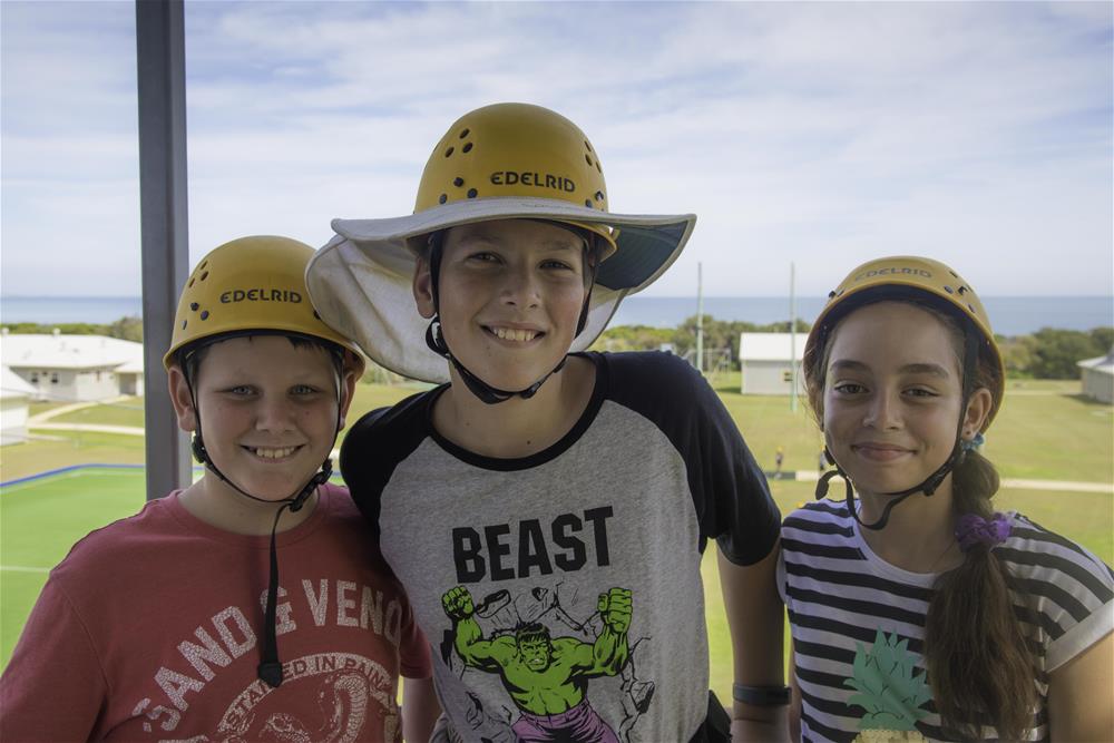 students-ready-to-dismount-from-the-flying-fox-platform