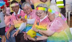 Seniors playing with a ball