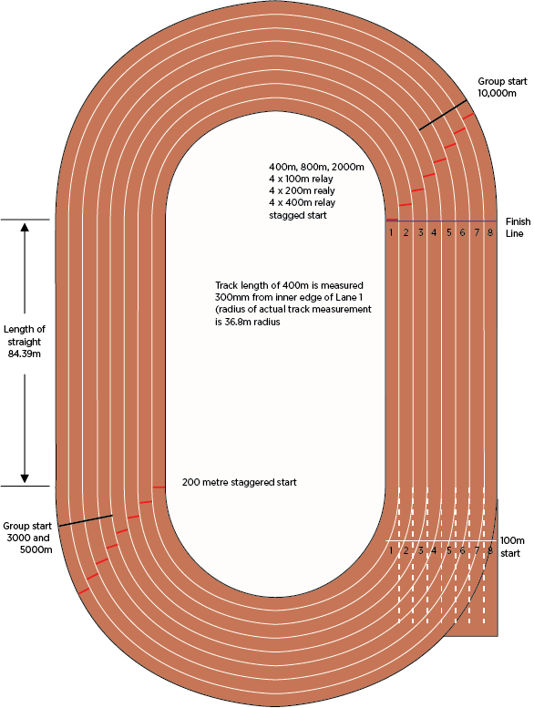 Image of the athletics track dimensions