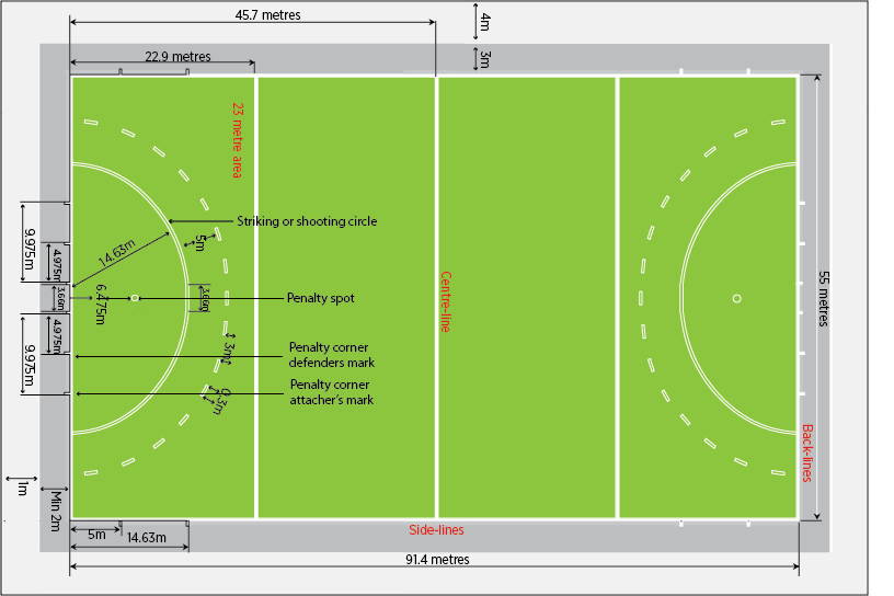 Vector illustration of field hockey ground with stick and ball  CanStock